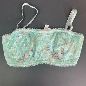 Victorias Secret 32D Aqua Floral‎ Lace Unlined Underwire Multi Way Bralette Bra